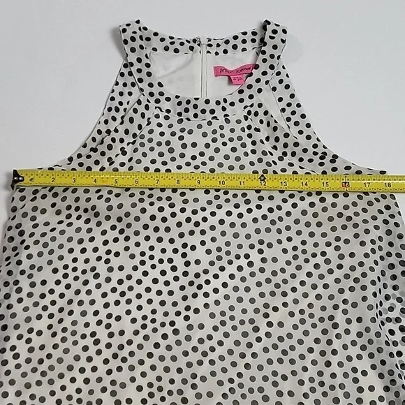 Betsey Johnson White & Black Polka-dot Halter Neck Back Zip Flowy Swing Dress - Picture 16 of 16